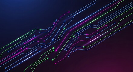 Obraz premium Dynamic Action Network Graphic Representation, Abstract Digital Art, Futuristic Theme, Colorful Lines, Technology Concept