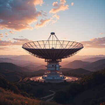 parabolic satellite antenna, satellite antenna, dish antenna, Large-scale satellite antenna, AI Generative