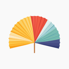 Colorful Paper Fan on White Background