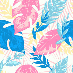 Fototapeta na wymiar Colorful tropical leaves pattern in vibrant hues
