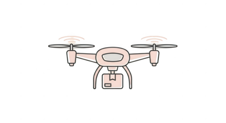 Illustration of a delivery drone with a package isolated on transparent background