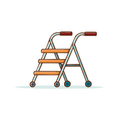 Illustration of folding walker aid for elderly care and assistance devices