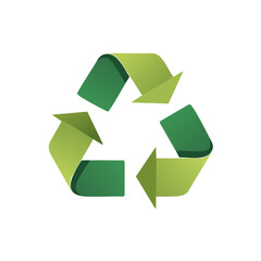 Obraz premium Stylized Green Arrows Forming Recycling Symbol on Plain Background