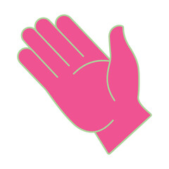 Modern and colorful hand illustration with a neon outline. A minimalist symbol for communication, greetings, and creative pop art themes.