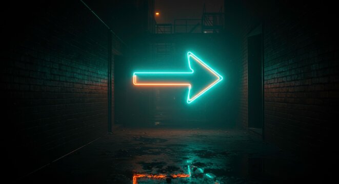 Mysterious Glowing Arrow in Dark Urban Tunnel a Symbol of Direction