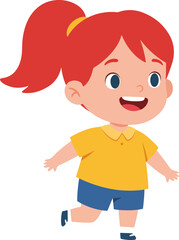 Obraz premium Cute Cartoon Style Running Girl Character Illustration Design