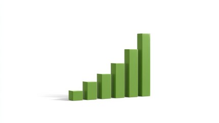 A set of green geometric bar charts showing an upward growth trend, symbolizing data progression, success,