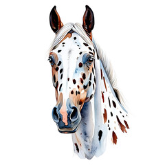 Appaloosa horse portrait watercolor clipart on transparent background