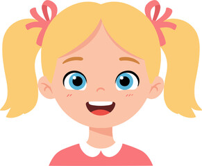 Obraz premium Cute Flat Cartoon Little Girl Character Design Illustration