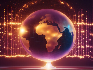 Holographic Earth Globe with Global Data Network