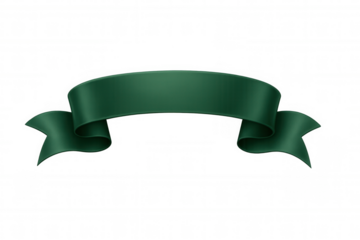 Green ribbon banner waving gracefully, transparent background offering versatile graphic element for modern digital projects