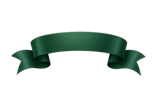 Green ribbon banner waving gracefully, transparent background offering versatile graphic element for modern digital projects