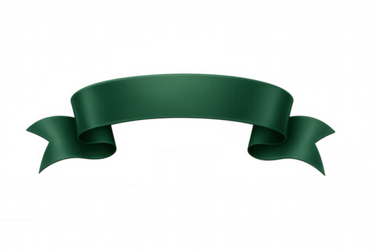 Green ribbon banner waving gracefully, transparent background offering versatile graphic element for modern digital projects - Powered by Adobe