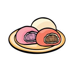 Rice flour dessert mochi vector illustration