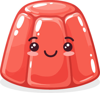 Cartoon Sweet Jelly Dessert with Cute Smiling Face Illustration
