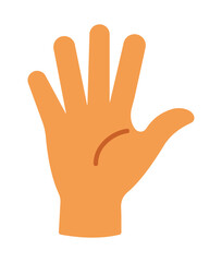 Modern minimalist hand illustration with an open palm. A clean symbol for communication, support, and counting the number five.