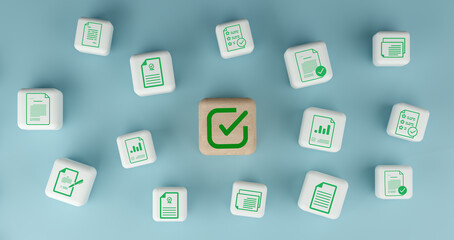3D Render Document Approval and Business Contract Management Concept