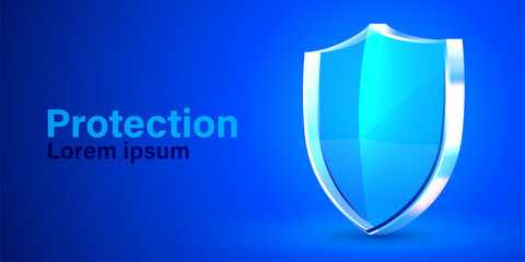 Futuristic transparent glass shield. Protection and defense concept. Vector illustration