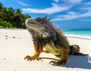 Obraz premium iguana on the beach