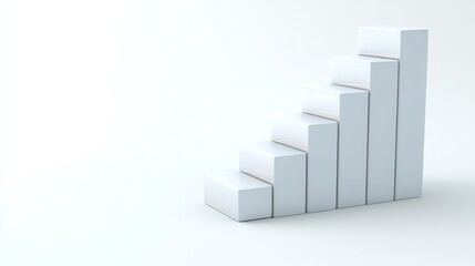 A minimalist ascending step symbolizes growth and progression with clean lines, uniform shapes,