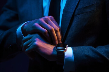 Executive precision: Illuminated timepiece check for strategic timing and engagements