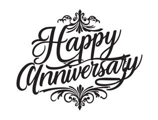 Happy anniversary typography in silhouette 