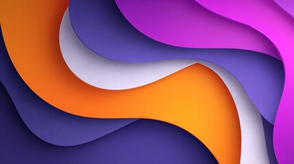 Colorful, layered paper waves cascade across the frame, creating a dynamic, flowing abstract pattern with depth and vibrant hues