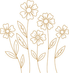 Fototapeta premium Simple Floral Line Art Illustration