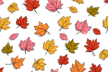 Obraz premium Colorful autumn leaves seamless pattern symbolizing fall season