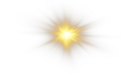 PNG sunlight and glowing sunbeam. Bright shine with lens flare and golden rays.