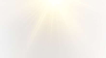 PNG sunlight and glowing sunbeam. Bright shine with lens flare and golden rays.