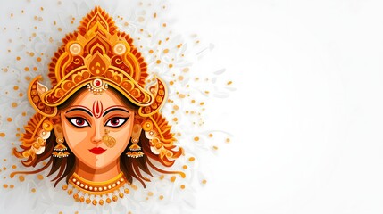 Close-up illustration of Goddess Durga idol for Vijayadashami and Dussehra