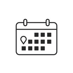 Calendar icon with location pin appointment reminder isolated on transparent background