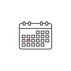 Simple calendar icon with check mark isolated on transparent background