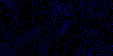 Minimalistic Topographic Wave Pattern with Neon Blue Contour Lines on Black Background Ideal for High-Tech Design, Mapping and Scientific Visualization