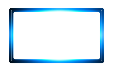 Glowing blue rectangle frame isolated on transparent background, perfect for adding a futuristic touch to your designs
