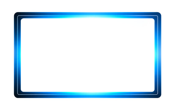 Glowing blue rectangle frame isolated on transparent background, perfect for adding a futuristic touch to your designs