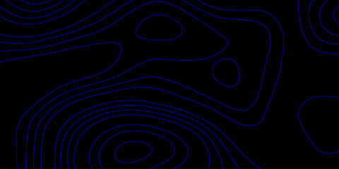 High-Quality Vector Topographic Background with Smooth Blue Contour Flow Lines and Modern Abstract Design Elements on Dark Surface for Mapping and Visualization