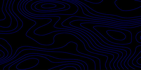 High-Quality Vector Topographic Background with Smooth Blue Contour Flow Lines and Modern Abstract Design Elements on Dark Surface for Mapping and Visualization