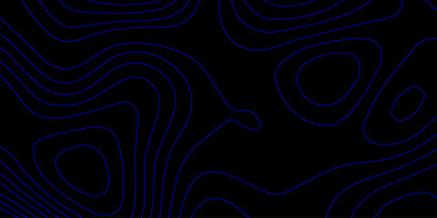 Detailed Elevation Contour Mapping Background with Smooth Blue Lines and Black Canvas for Use in Technology, Science, and Design Industry Presentations