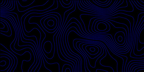 Blue Neon Topographic Wave Lines on a Dark Abstract Background Providing a Contemporary Digital Mapping and Visualization Effect for Creative Projects