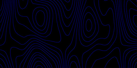 Clean and Modern Digital Topographic Map Background with Blue Contour Lines and Depth Effects on a Sleek Black Surface for Creative Design