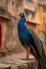 Peacock in an Indian city