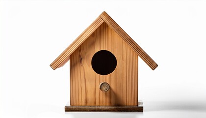 A Wooden Birdhouse Isolated On A White Background