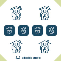 Family Icons. People, Man, Woman, Child, Household Icon