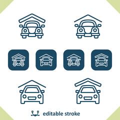 Garage Icons. Car, Vehicle, Car Wash, Car Park, Auto Repair Shop Icon
