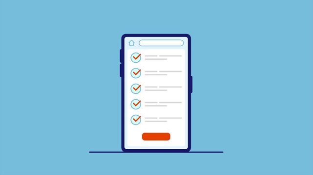 Successful Form Submission on Smartphone with Confirmation Animation, Flat 2D Style