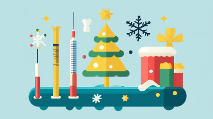 Naklejka premium HD flat icons of objects starting with X like injection, island, xmas tree