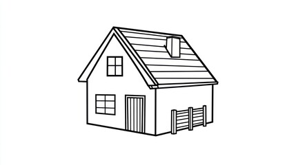 Fototapeta premium Simple house drawing outline
