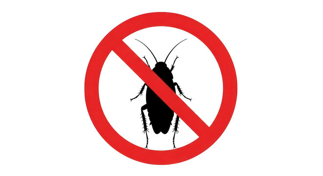No cockroach sign, prohibition symbol isolated on transparent background